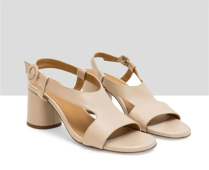 Audley Shoes Medium Heel Leather Sandal Loris Nude Women Medium Heel