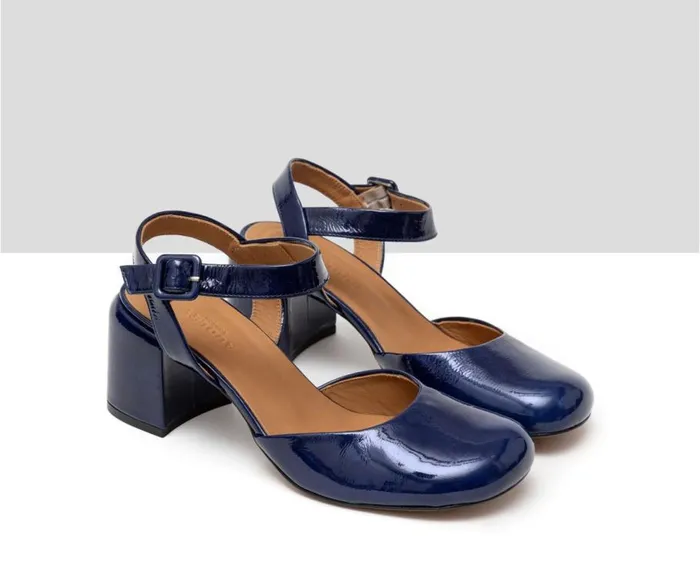 Audley Shoes Medium Heel Leather Shoe Hadria Blue Women Medium Heel