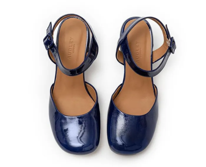 Audley Shoes Medium Heel Leather Shoe Hadria Blue Women Medium Heel