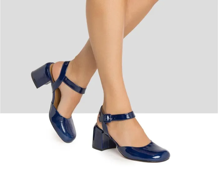 Audley Shoes Medium Heel Leather Shoe Hadria Blue Women Medium Heel