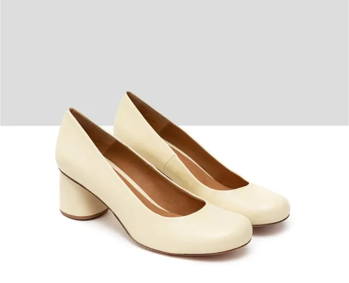 Audley Shoes Medium Heel Leather Shoe Huria Yellow Women Medium Heel