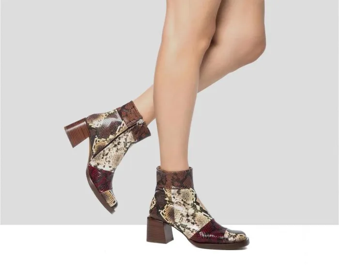 Audley Shoes Mid Heel Leather Booties Glynis Brown Women Medium Heel