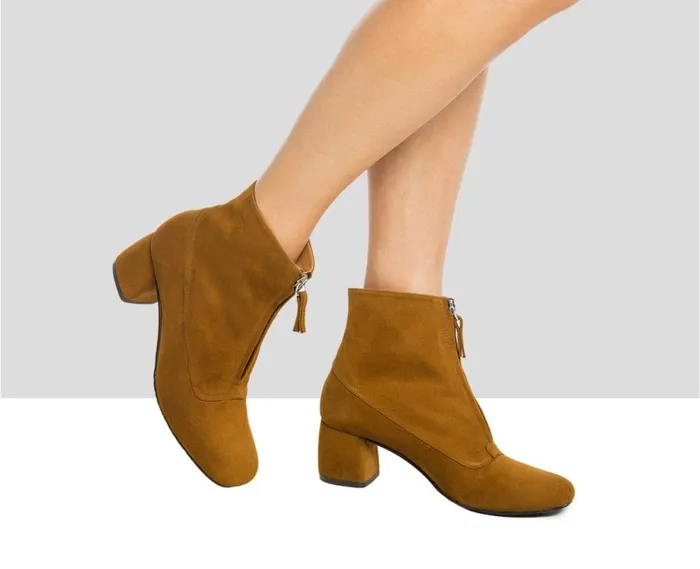 Audley Shoes Mid Heel Leather Booties Ittay Brown Women Medium Heel
