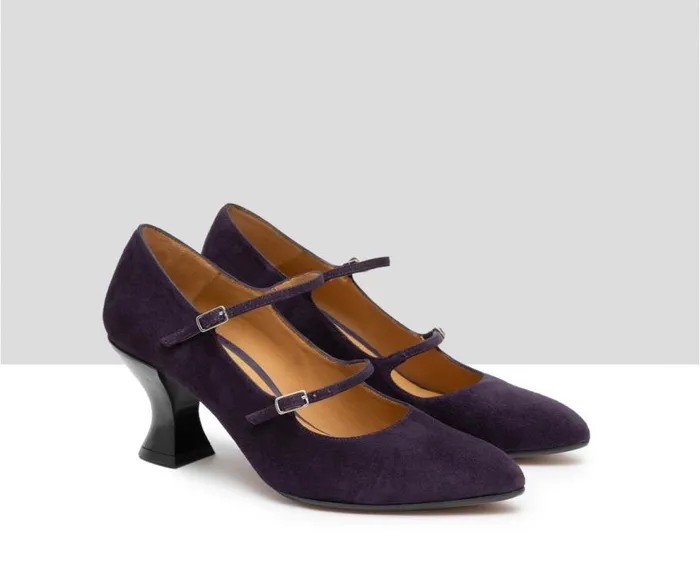 Audley Shoes Mid Heel Leather Shoe Goya Purple Women Medium Heel