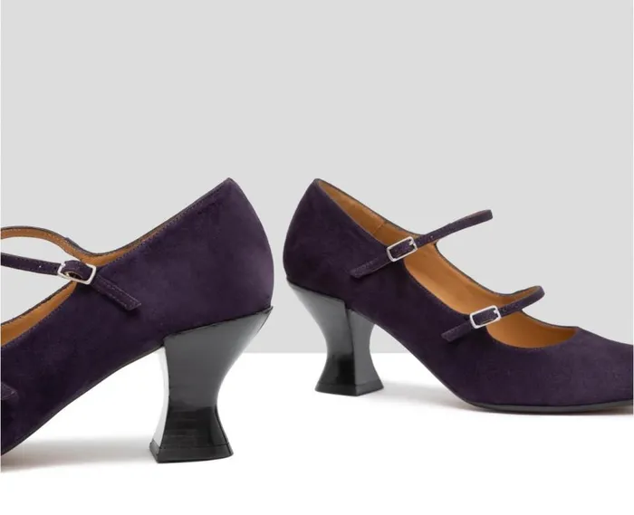 Audley Shoes Mid Heel Leather Shoe Goya Purple Women Medium Heel
