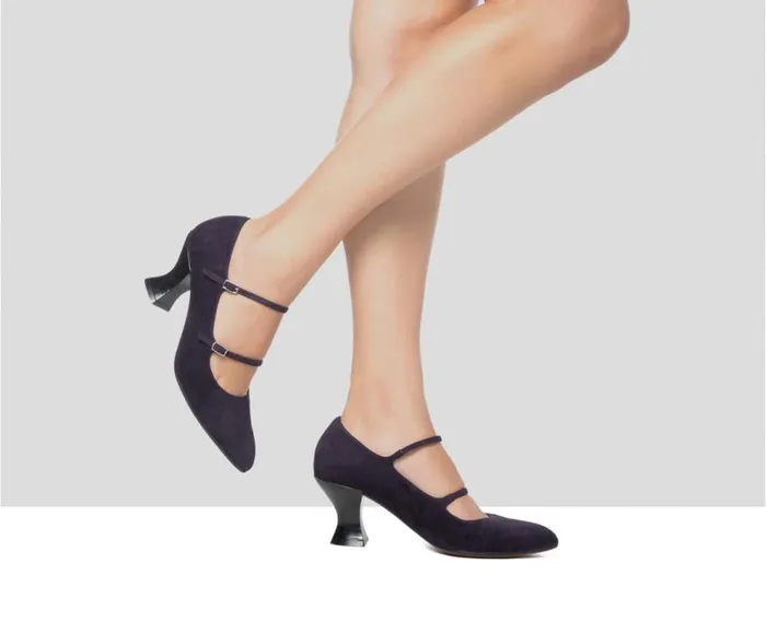 Audley Shoes Mid Heel Leather Shoe Goya Purple Women Medium Heel