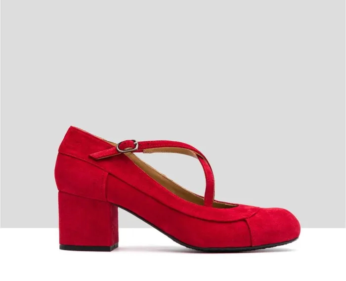 Audley Shoes Mid Heel Leather Shoe Idella Red Women Medium Heel