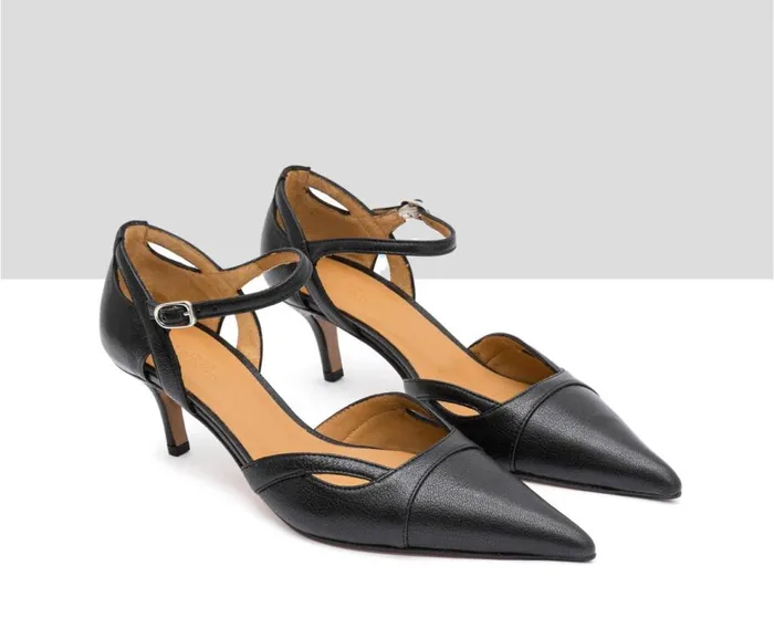 Audley Shoes Mid Heel Leather Shoe Iris Black Women Medium Heel