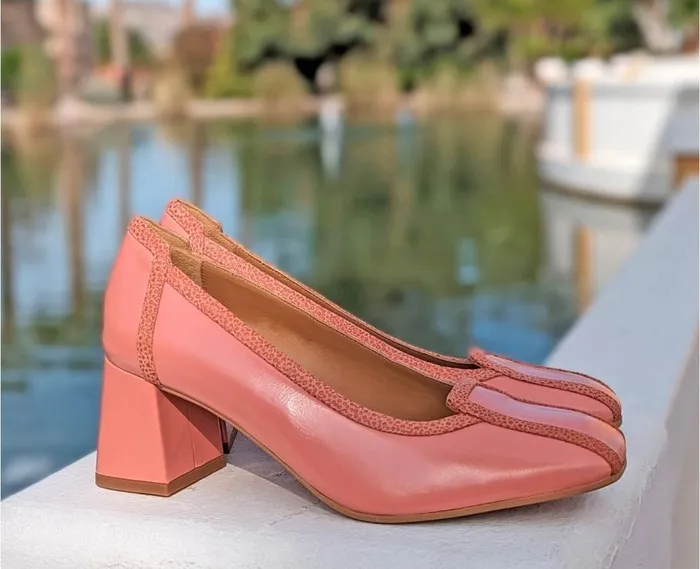 Audley Shoes Mid Heel Leather Shoe Janel Pink Women Medium Heel