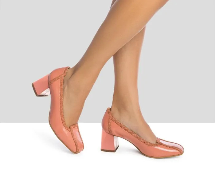 Audley Shoes Mid Heel Leather Shoe Janel Pink Women Medium Heel