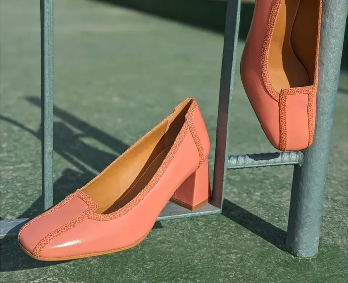 Audley Shoes Mid Heel Leather Shoe Janel Pink Women Medium Heel