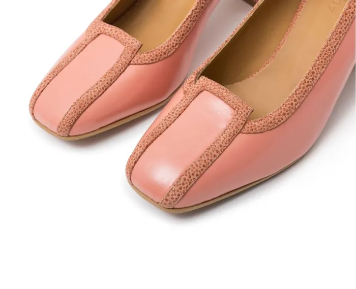 Audley Shoes Mid Heel Leather Shoe Janel Pink Women Medium Heel