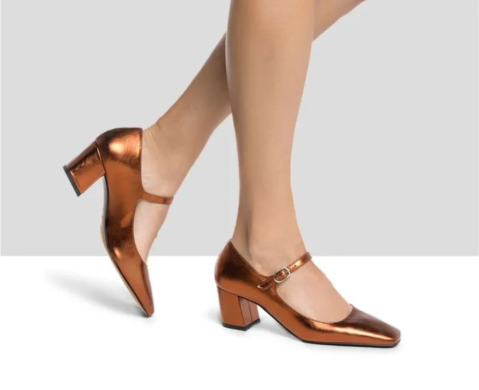 Audley Shoes Mid Heel Leather Shoe Kailan Metallic Women Medium Heel
