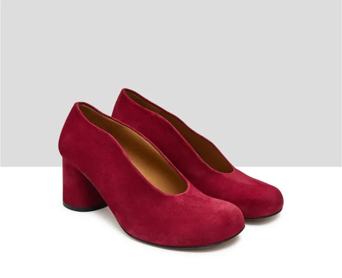 Audley Shoes Mid Heel Leather Shoe Kimba Red Women Medium Heel