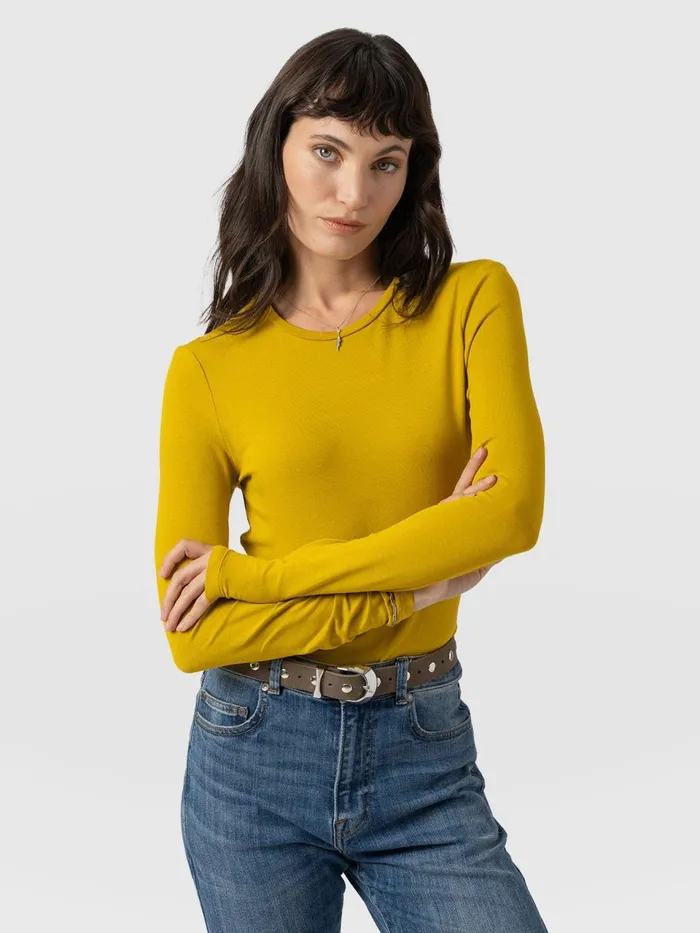 Austen Crew Neck Long Sleeve Tee 8211 Mustard Mustard Women Saint And Sofia TShirts and Tanks Austen Crew Neck Long Sleeve Tee 8211 Mustard Mustard Women Saint And Sofia TShirts and Tanks