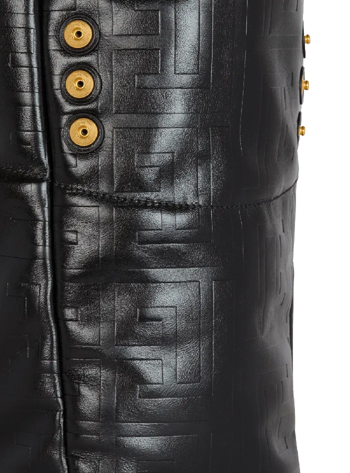 Balmain 1945 Soft Tote Bag In Crackled Calfskin Black Women Tote Bags