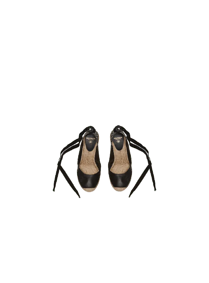 Balmain Alex Monogram Jacquard And Leather Espadrilles Black Women High Heels and Pumps