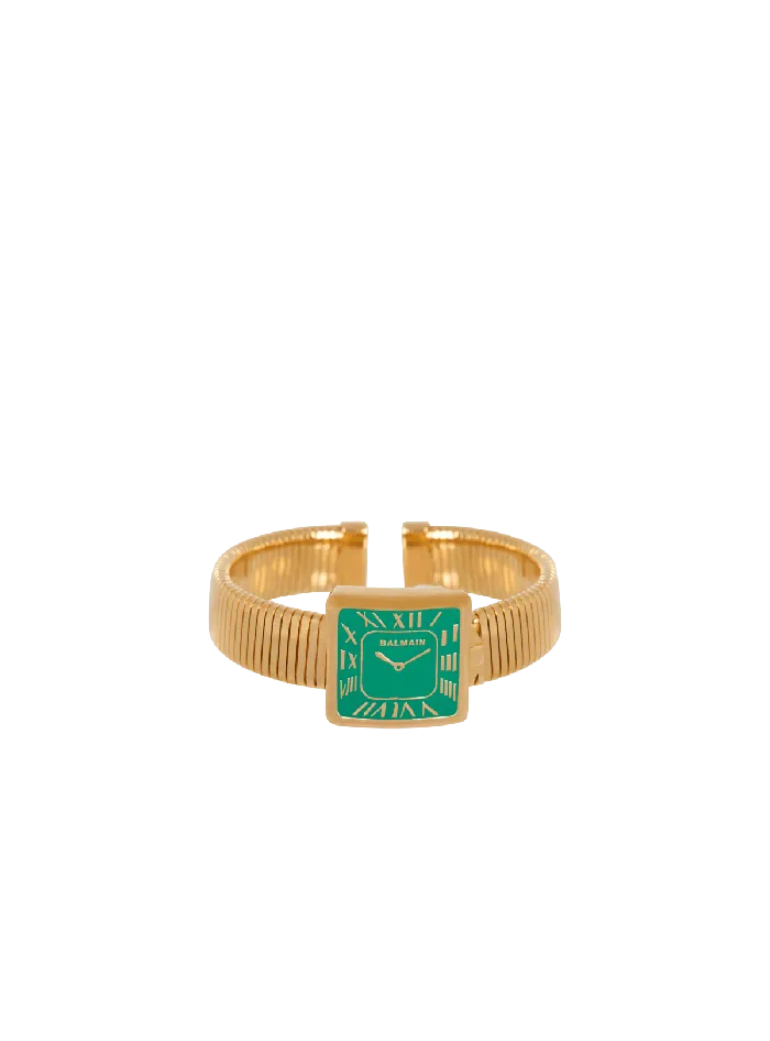 Balmain Arm Cuff With Fake Watch Face Gold Men Fashion Jewelry
