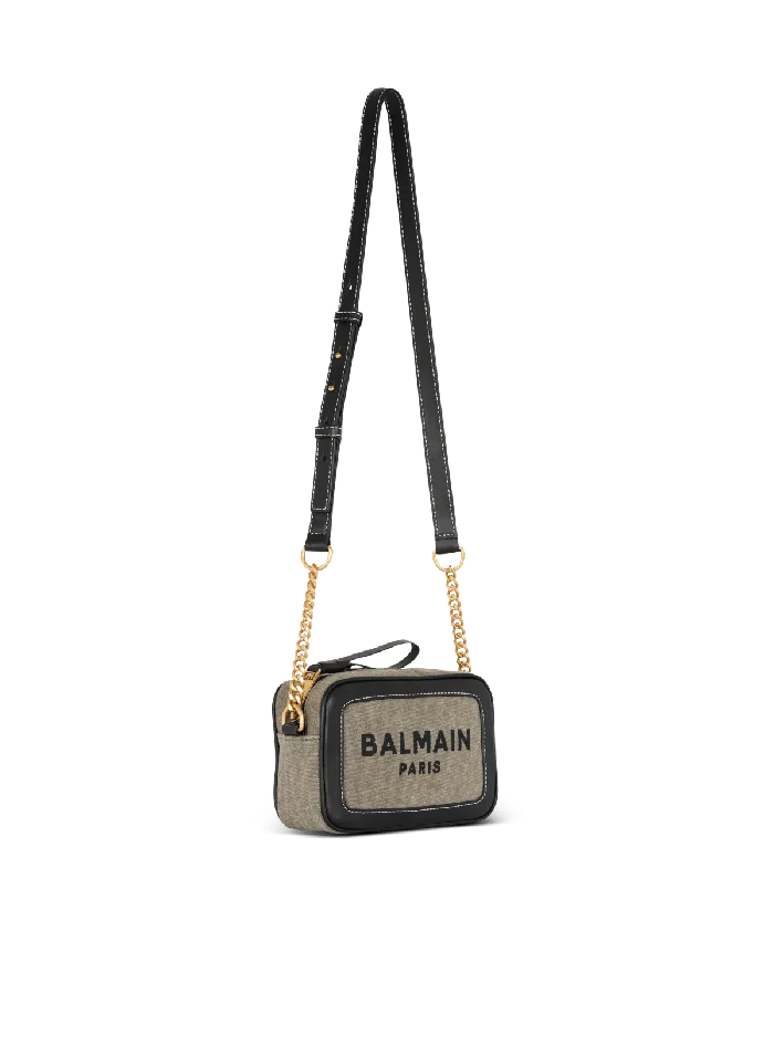 Balmain BArmy Canvas And Leather Clutch Khaki Women Crossbody Bags
