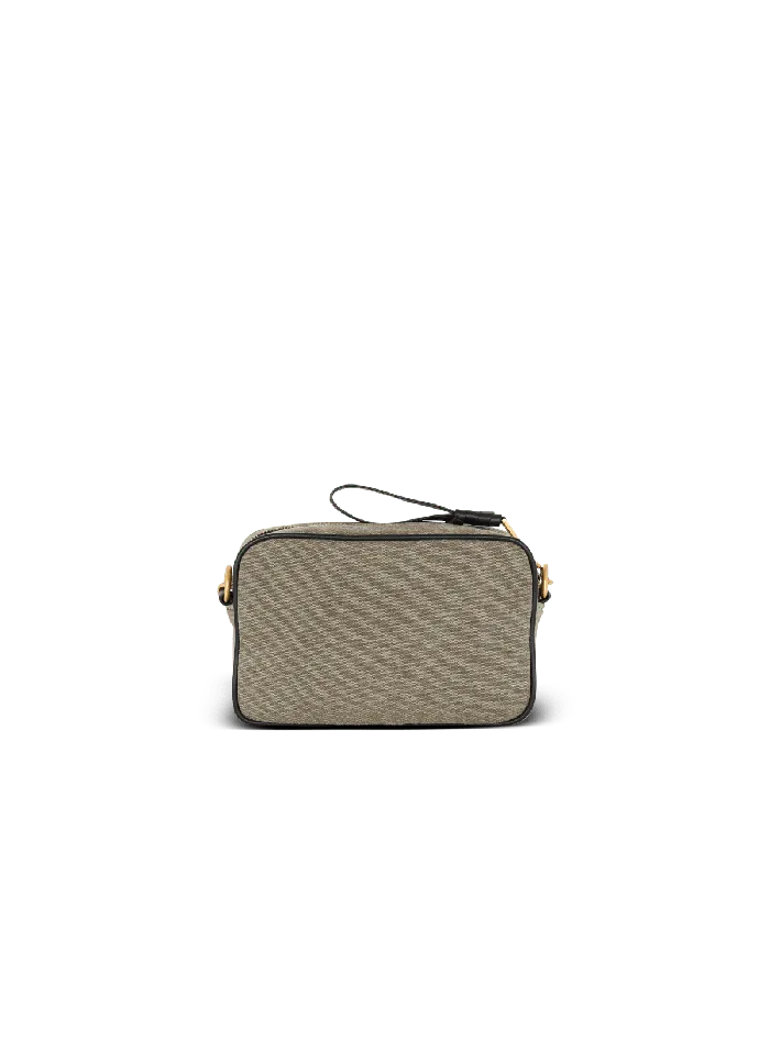 Balmain BArmy Canvas And Leather Clutch Khaki Women Crossbody Bags