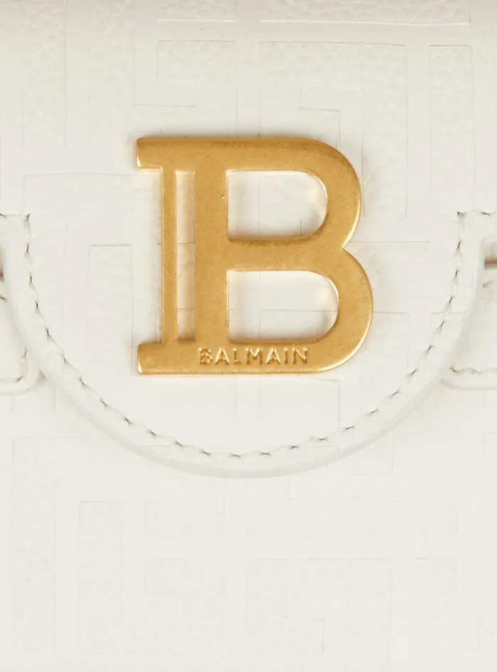 Balmain BBuzz 19 Monogram Grained Leather Bag Beige Women Handbags