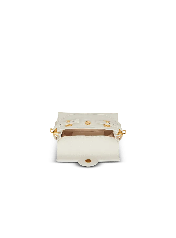 Balmain BBuzz 19 Monogram Grained Leather Bag Beige Women Handbags