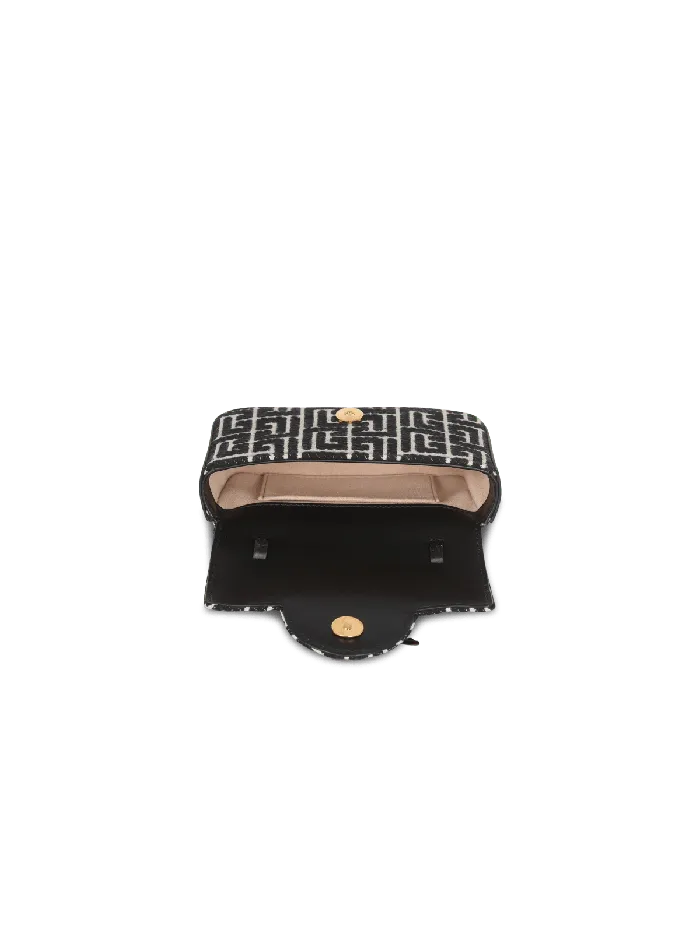 Balmain BBuzz Mini Monogrammed Jacquard Bag Black Women Handbags