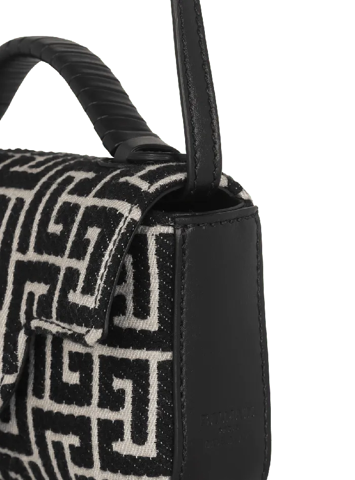 Balmain BBuzz Mini Monogrammed Jacquard Bag Black Women Handbags