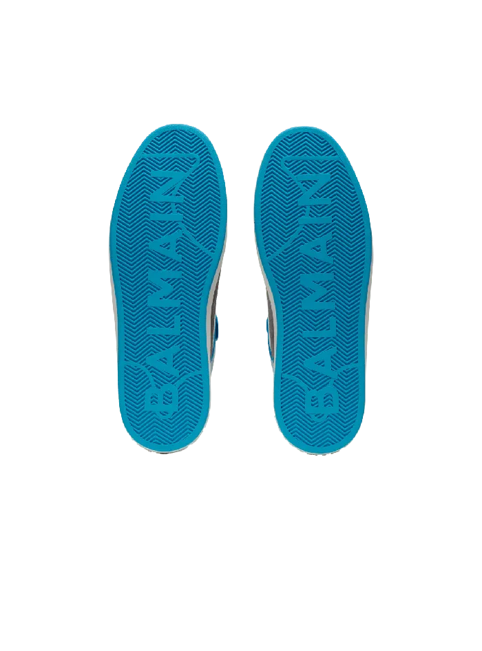 Balmain BCourt Flip Sneakers In Calfskin And Suede Blue Men Sneakers