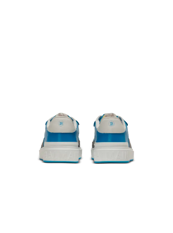Balmain BCourt Flip Sneakers In Calfskin And Suede Blue Men Sneakers
