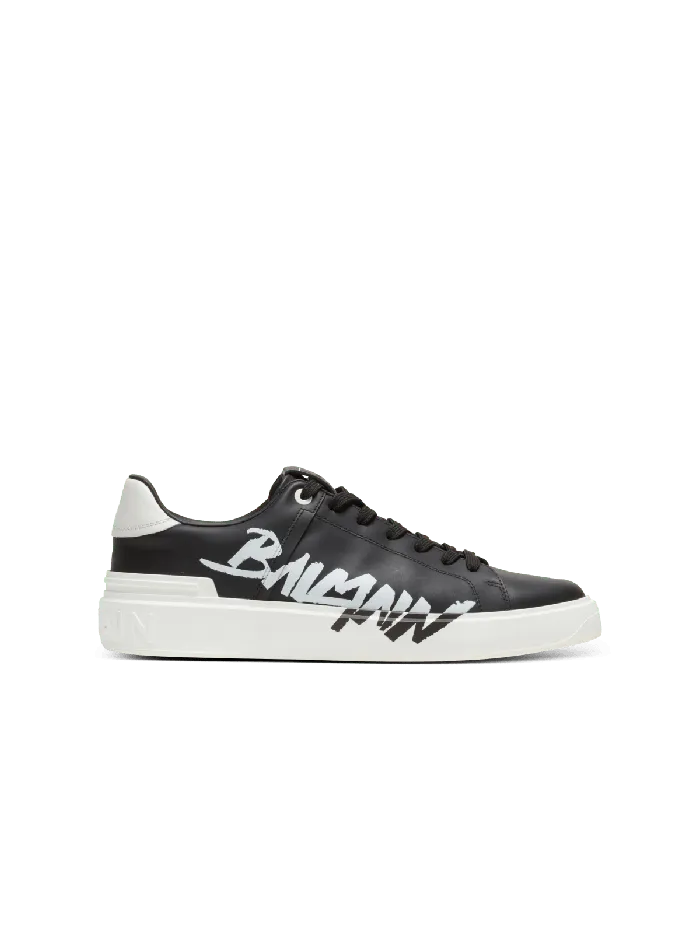 Balmain BCourt Printed Leather Sneakers Black Men Sneakers