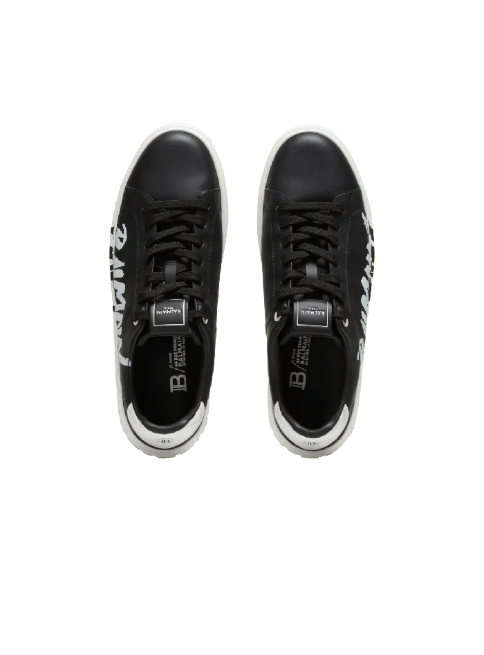 Balmain BCourt Printed Leather Sneakers Black Men Sneakers