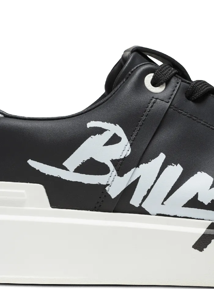 Balmain BCourt Printed Leather Sneakers Black Men Sneakers