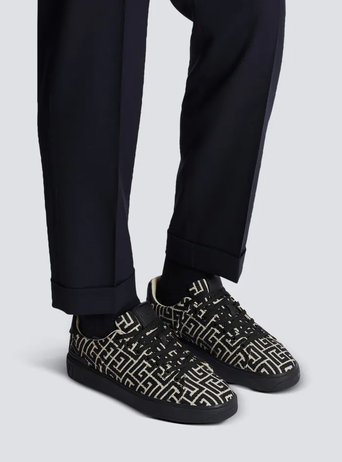 Balmain BCourt Trainers With Jacquard Monogram Black Men Sneakers