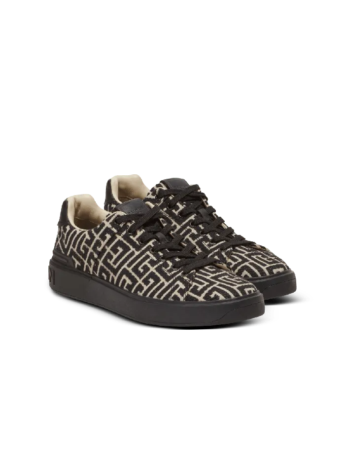 Balmain BCourt Trainers With Jacquard Monogram Black Men Sneakers