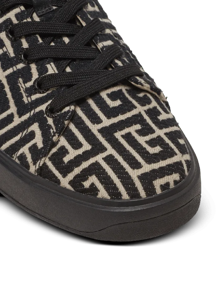 Balmain BCourt Trainers With Jacquard Monogram Black Men Sneakers