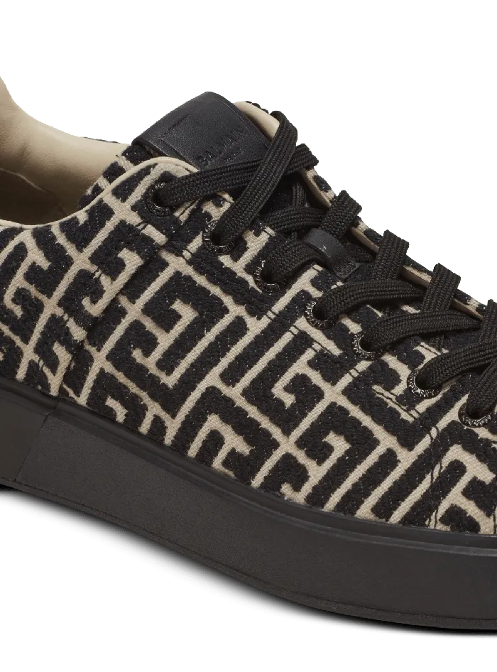 Balmain BCourt Trainers With Jacquard Monogram Black Men Sneakers
