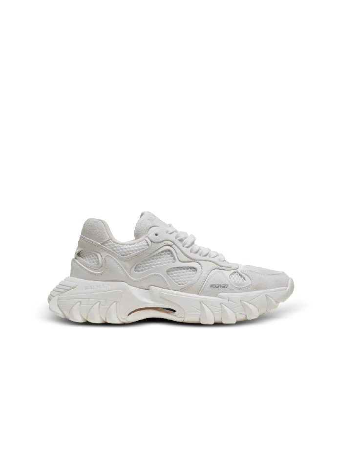 Balmain BEast Sneakers In Leather Suede And Mesh White Men Sneakers