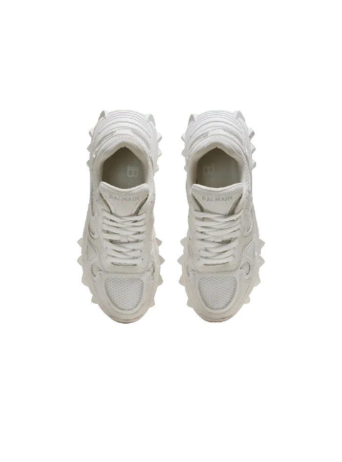 Balmain BEast Sneakers In Leather Suede And Mesh White Men Sneakers