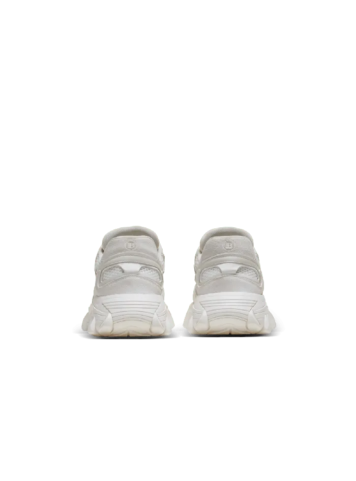 Balmain BEast Sneakers In Leather Suede And Mesh White Men Sneakers