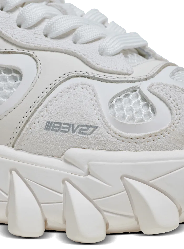 Balmain BEast Sneakers In Leather Suede And Mesh White Men Sneakers