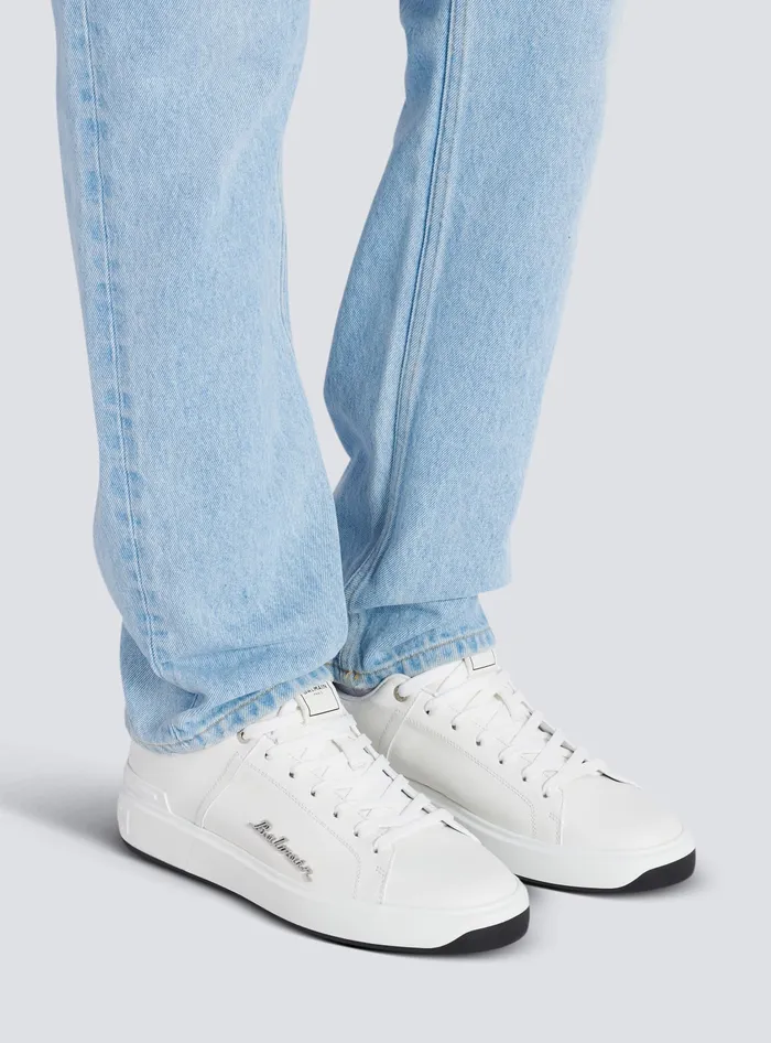 Balmain Calfskin BCourt Sneakers With Logo White Men Sneakers