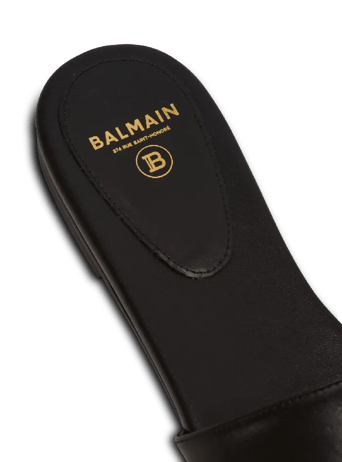 Balmain Dafne PB Mules In Calfskin Black Women Flat Shoes