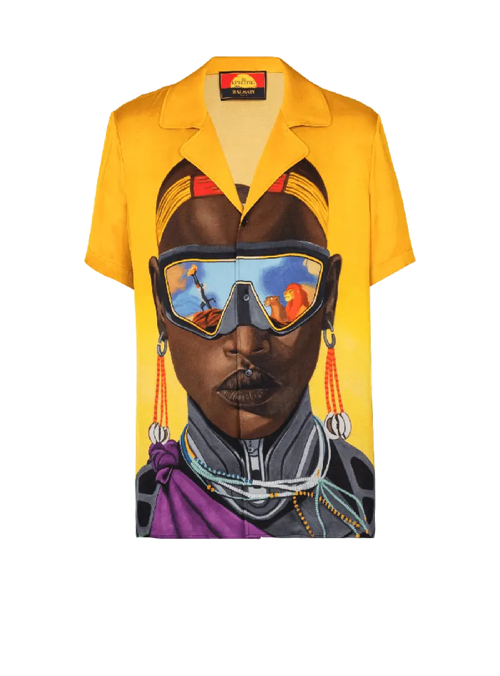 Balmain Disney X The Lion King 8211 Satin Pyjama Shirt With Nika Mtwana Print Multicolor Men Shirts And Polos Balmain Disney X The Lion King 8211 Satin Pyjama Shirt With Nika Mtwana Print Multicolor Men Shirts And Polos