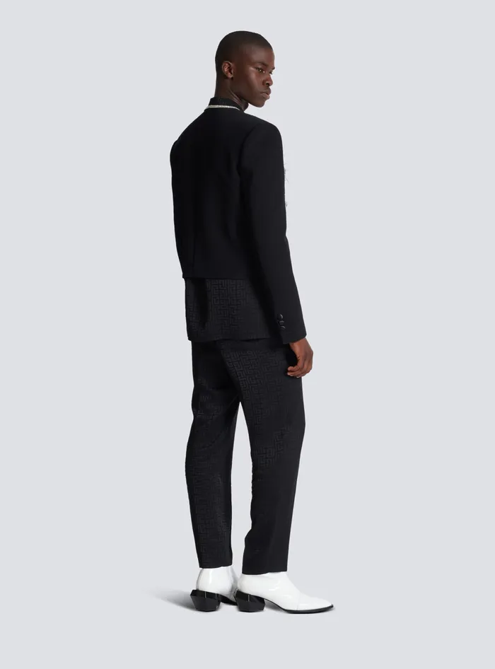 Balmain Dragon Embroidered Spencer Jacket Black Men Jackets And Blazers