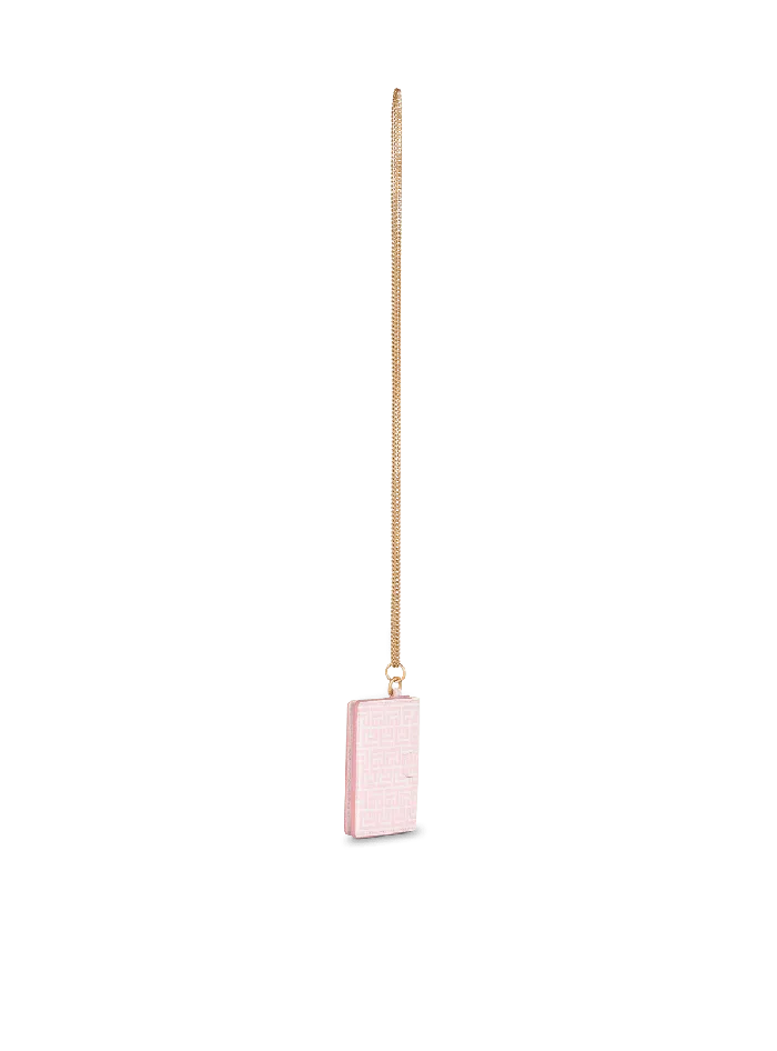Balmain Embossed Calfskin Coin Card Holder Pink Women Small Leather Goods