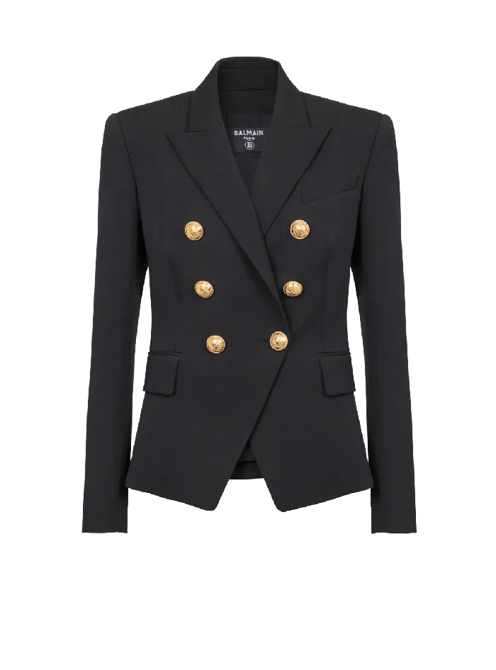 Balmain Grain De Poudre 6button Jacket Black Women Jackets And Blazers