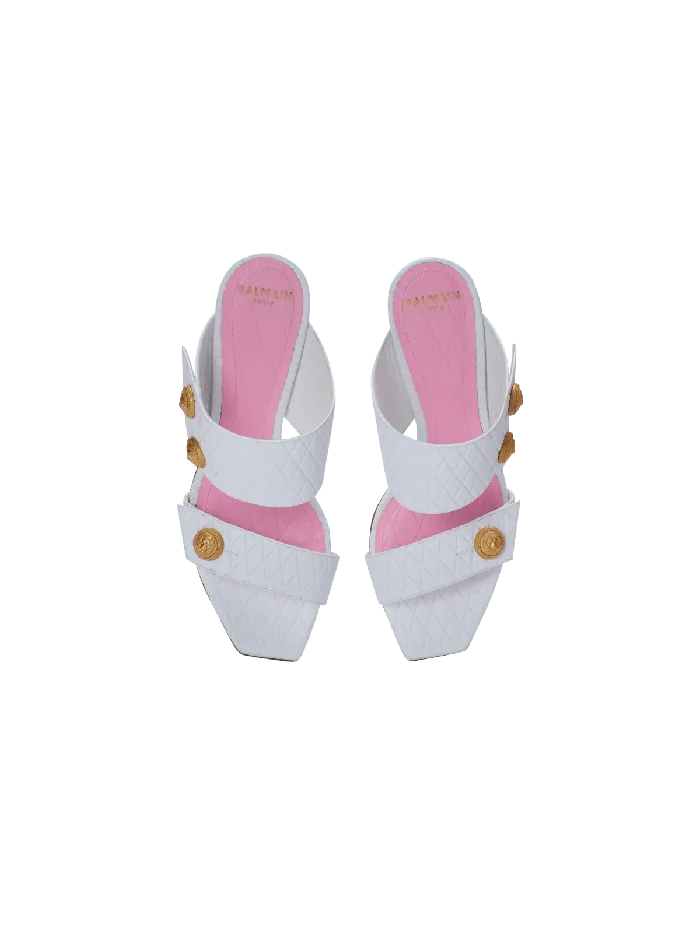 Balmain Heeled Eva Leather Mules White Women High Heels and Pumps