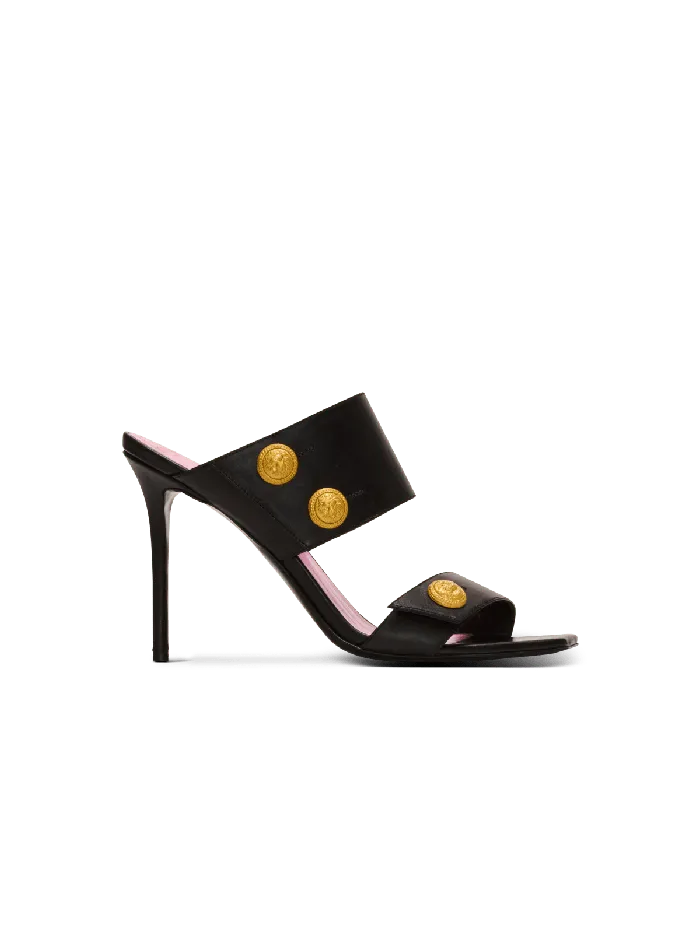 Balmain Heeled Eva Mules In Calfskin Black Women High Heels and Pumps