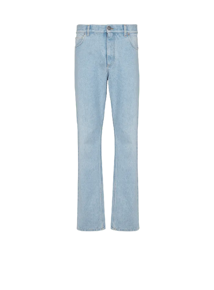 Balmain Light Blue Regularfit Denim Jeans Blue Men Denim